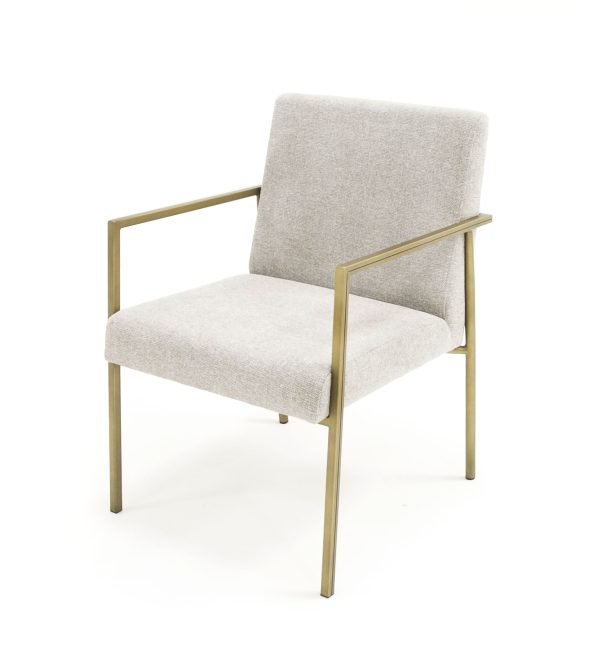 Modrest Burnham - Modern White & Brass Arm Dining Chair - Image 2