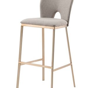 Modrest Burton - Glam Greige Fabric + Brass Bar Stool (Set of 2)