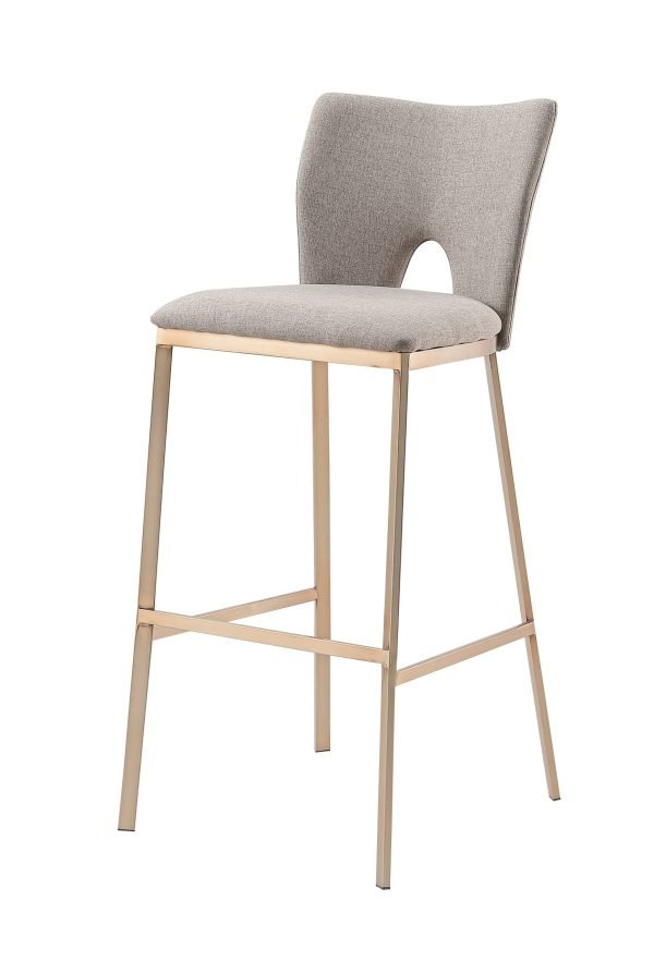 Modrest Burton - Glam Greige Fabric + Brass Bar Stool (Set of 2)