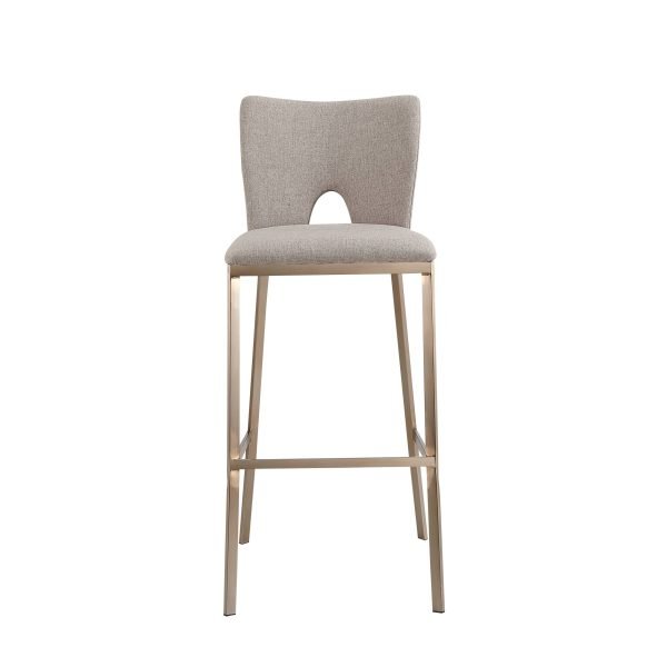 Modrest Burton - Glam Greige Fabric + Brass Bar Stool (Set of 2) - Image 2