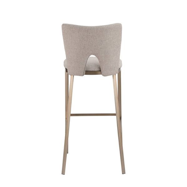 Modrest Burton - Glam Greige Fabric + Brass Bar Stool (Set of 2) - Image 3