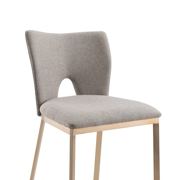 Modrest Burton - Glam Greige Fabric + Brass Bar Stool (Set of 2) - Image 4