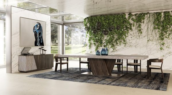 Nova Domus Cairo - Modern Grey Elm and White/Grey Marble Pattern Buffet - Image 2