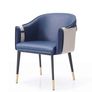 Modrest Calder - Blue & Beige Bonded Leather Dining Chair