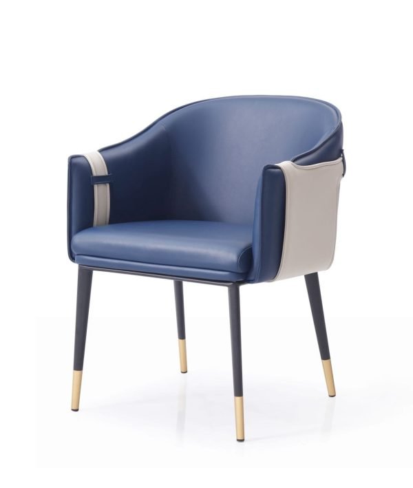 Modrest Calder - Blue & Beige Bonded Leather Dining Chair