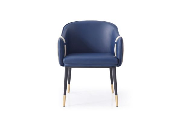 Modrest Calder - Blue & Beige Bonded Leather Dining Chair - Image 2