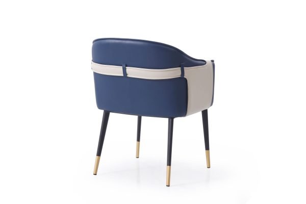 Modrest Calder - Blue & Beige Bonded Leather Dining Chair - Image 3