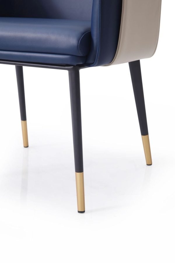 Modrest Calder - Blue & Beige Bonded Leather Dining Chair - Image 4
