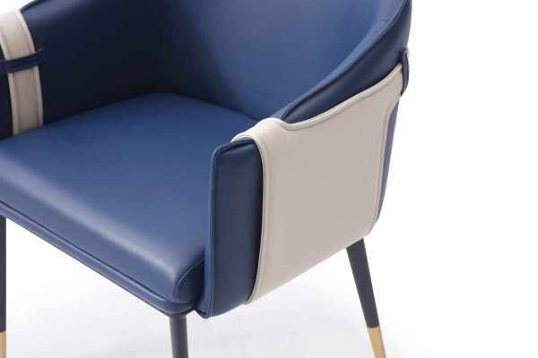 Modrest Calder - Blue & Beige Bonded Leather Dining Chair - Image 5