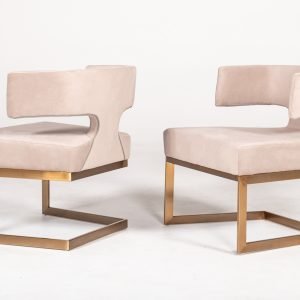 Modrest Calvo Modern Off-White Velvet & Brass Dining Chair