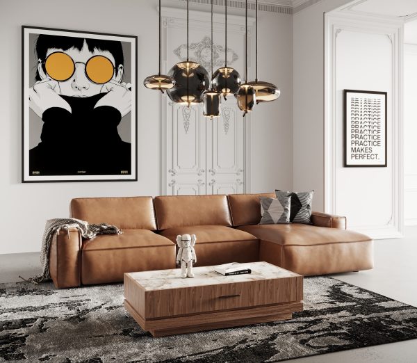 Modrest Cambria - Modern RAF Cognac Leather Sectional Sofa - Image 2