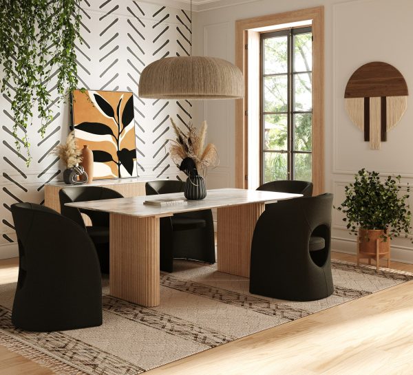 Modrest - Cambridge White Marble & Mango Rectangular Dining Table - Image 2
