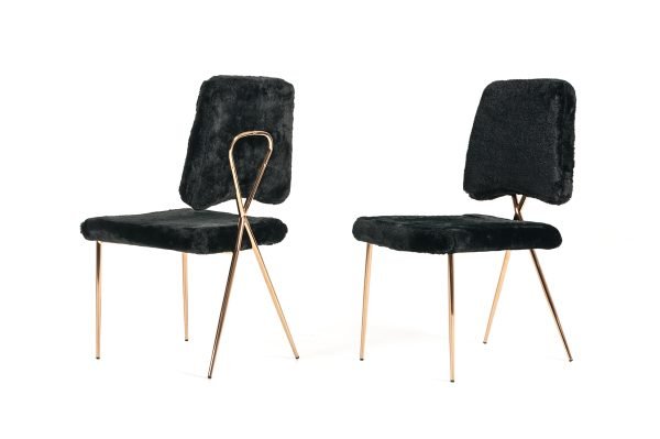 Candace - Modern Black Faux Fur Dining Chair (Set of 2) - Image 3