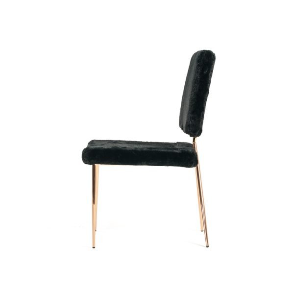 Candace - Modern Black Faux Fur Dining Chair (Set of 2) - Image 4