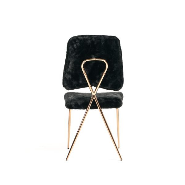 Candace - Modern Black Faux Fur Dining Chair (Set of 2) - Image 2