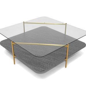 Modrest Cari - Glam Gold + Glass Coffee Table