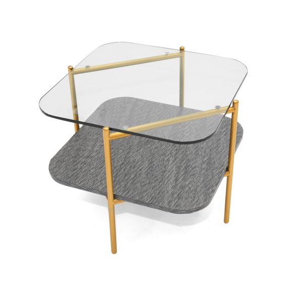 Modrest Cari - Glam Gold + Glass End Table