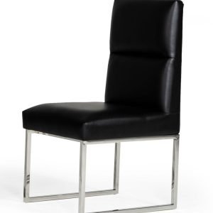A&X Carla - Modern Black Leatherette Dining Chair (Set of 2)