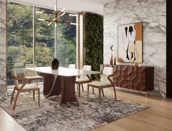 Modrest Carrizo - Contemporary Walnut + Marble Dining Table - Image 2