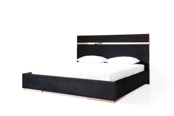 Nova Domus Cartier - Modern Black + Rose Gold Bed + Nightstands - Image 2