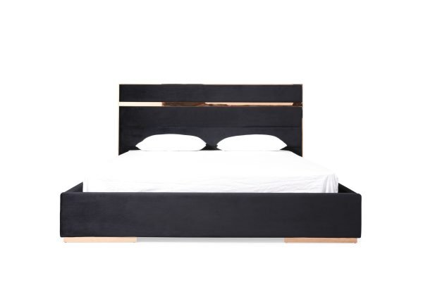 Nova Domus Cartier - Modern Black + Rose Gold Bed + Nightstands - Image 3
