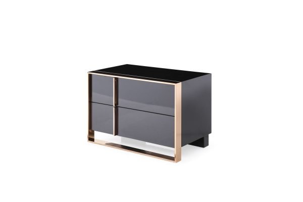 Nova Domus Cartier - Modern Black + Rose Gold Bed + Nightstands - Image 4