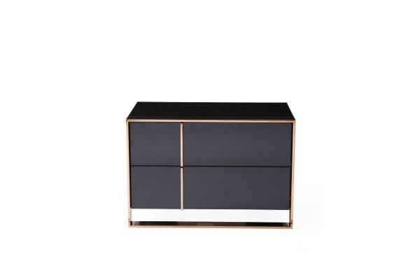 Nova Domus Cartier - Modern Black + Rose Gold Bed + Nightstands - Image 5