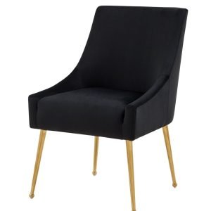 Modrest Castana - Modern Black Velvet & Gold Dining Chair (Set of 2)