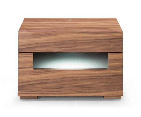 Modrest Ceres - Contemporary LED Walnut Nightstand