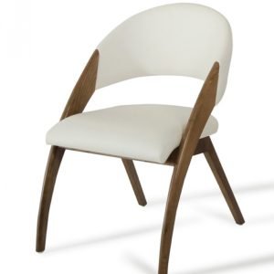 Modrest Lucas Mid-Century Cream & Walnut Dining Chair