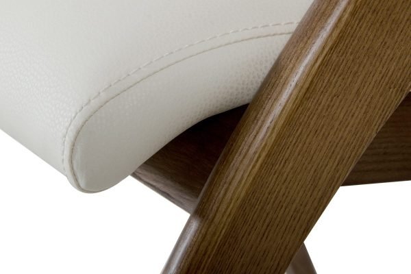 Modrest Lucas Mid-Century Cream & Walnut Dining Chair - Image 5