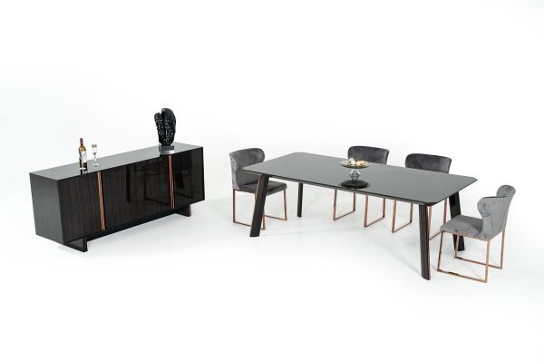 Modrest Chadwick Modern Ebony & Rosegold Dining Table - Image 4