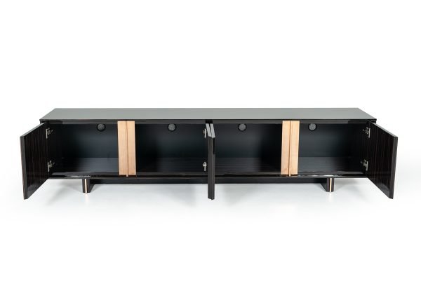 Modrest Chadwick Modern Ebony & Rosegold TV Stand