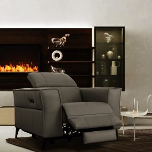 Divani Casa Nella - Modern Dark Grey Leather Armchair w/ Electric Recliner