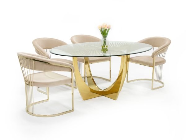 Modrest Chambers - Glass & Gold Dining Table - Image 2
