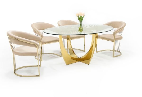 Modrest Chambers - Glass & Gold Dining Table - Image 3