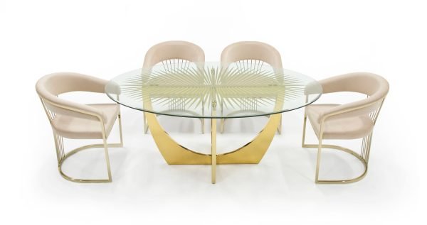 Modrest Chambers - Glass & Gold Dining Table - Image 4