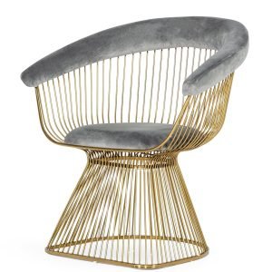 Modrest Chandler - Modern Grey Velvet & Gold Dining Chair