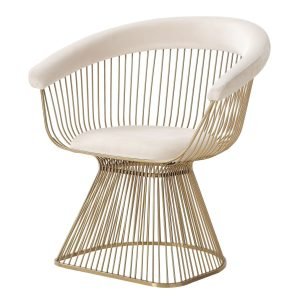 Modrest Chandler - Modern Beige Velvet & Gold Dining Chair