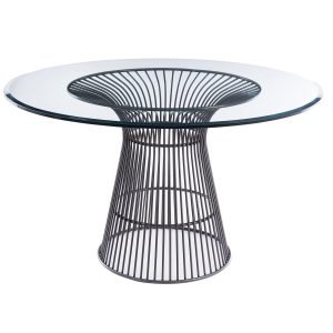 Modrest Chandler - Modern Round Glass & Black Stainless Steel Dining Table