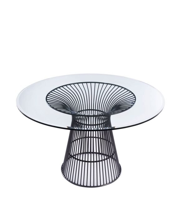 Modrest Chandler - Modern Round Glass & Black Stainless Steel Dining Table - Image 2