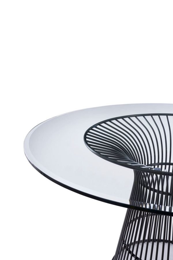 Modrest Chandler - Modern Round Glass & Black Stainless Steel Dining Table - Image 3