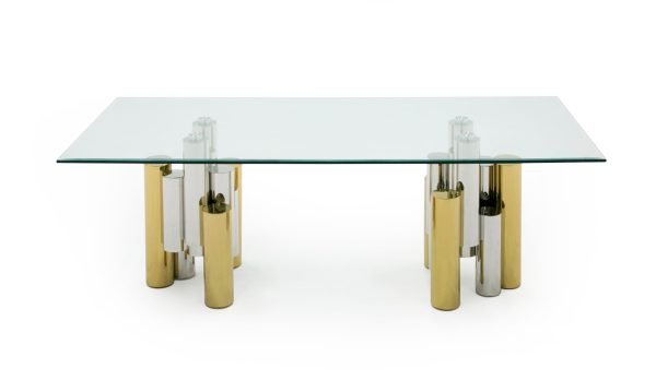 Modrest Chariot - Modern Glass and Silver Mix Gold Rectangular Dining Table - Image 5