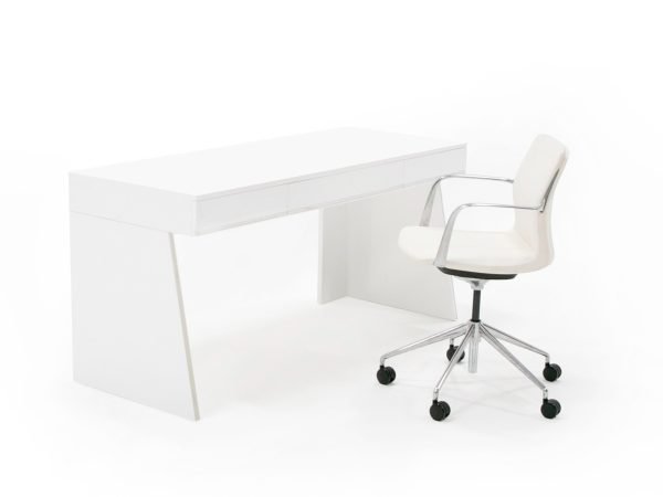 Modrest Chelsey- Modern White and Stainless Steel Desk - Image 2