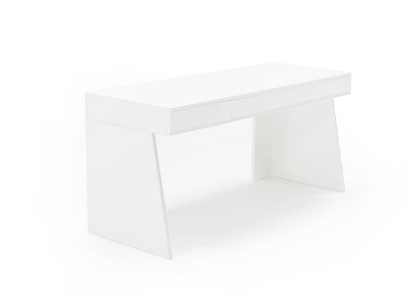 Modrest Chelsey- Modern White and Stainless Steel Desk - Image 3