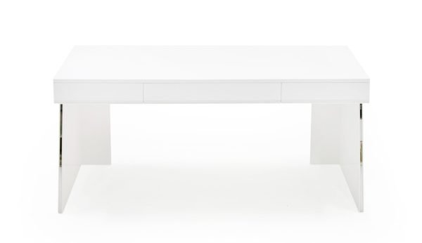 Modrest Chelsey- Modern White and Stainless Steel Desk - Image 4