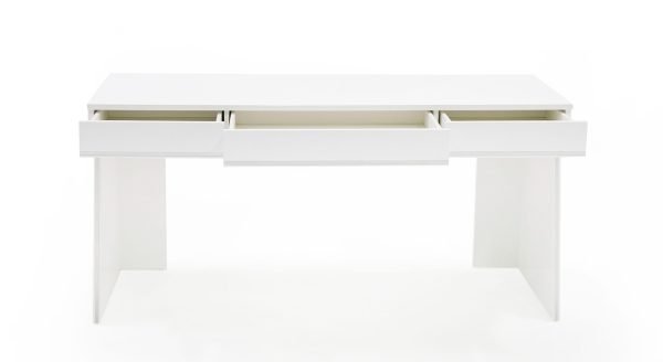 Modrest Chelsey- Modern White and Stainless Steel Desk - Image 5
