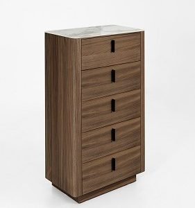 Modrest Chelton- Contemporary Walnut and White Ceramic Chest