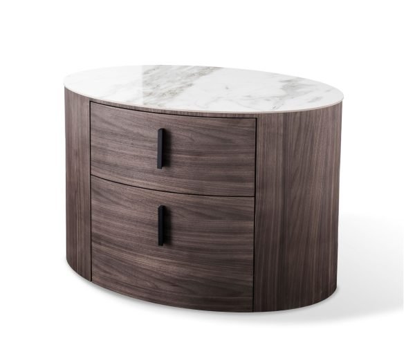 Modrest Fleury - Contemporary Cream Fabric and Walnut  Bedroom Set - Image 5