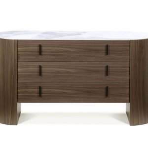 Modrest Chelton - Contemporary White Ceramic & Walnut Dresser
